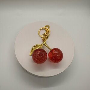 Cherry Keychain with Gold Accents